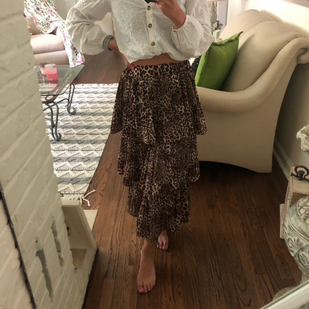 3-tiered leopard print skirt
